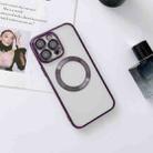 For iPhone 14 MagSafe Electroplated Magnetic TPU Phone Case with Dust Filter & Lens Film(Purple) - 1