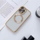For iPhone 14 Plus MagSafe Electroplated Magnetic TPU Phone Case with Dust Filter & Lens Film(Gold) - 1