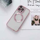 For iPhone 14 Pro MagSafe Electroplated Magnetic TPU Phone Case with Dust Filter & Lens Film(Pink) - 1