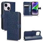 For iPhone 14 Honeycomb Dot Texture Leather Phone Case(Blue) - 1