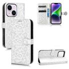 For iPhone 14 Plus Honeycomb Dot Texture Leather Phone Case(Silver) - 1