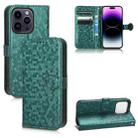 For iPhone 14 Pro Honeycomb Dot Texture Leather Phone Case(Green) - 1
