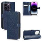 For iPhone 14 Pro Max Honeycomb Dot Texture Leather Phone Case(Blue) - 1