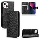 For iPhone 13 Honeycomb Dot Texture Leather Phone Case(Black) - 1