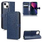 For iPhone 13 Honeycomb Dot Texture Leather Phone Case(Blue) - 1