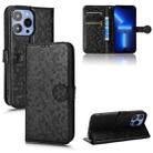 For iPhone 13 Pro Honeycomb Dot Texture Leather Phone Case(Black) - 1