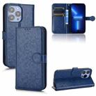For iPhone 13 Pro Honeycomb Dot Texture Leather Phone Case(Blue) - 1