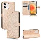 For iPhone 12 mini Honeycomb Dot Texture Leather Phone Case(Gold) - 1