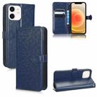 For iPhone 12 / 12 Pro Honeycomb Dot Texture Leather Phone Case(Blue) - 1