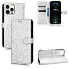 For iPhone 12 Pro Max Honeycomb Dot Texture Leather Phone Case(Silver) - 1