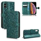 For iPhone X / XS Honeycomb Dot Texture Leather Phone Case(Green) - 1