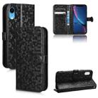 For iPhone XR Honeycomb Dot Texture Leather Phone Case(Black) - 1