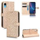 For iPhone XR Honeycomb Dot Texture Leather Phone Case(Gold) - 1