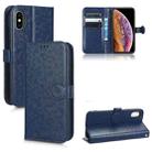 For iPhone XS Max Honeycomb Dot Texture Leather Phone Case(Blue) - 1