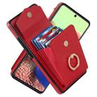 For Samsung Galaxy A51 5G Ring Holder RFID Card Slot Phone Case(Red) - 1