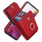 For Samsung Galaxy S20 FE Ring Holder RFID Card Slot Phone Case(Red) - 1