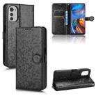 For Motorola Moto E32 4G Honeycomb Dot Texture Leather Phone Case(Black) - 1