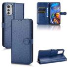 For Motorola Moto E32 4G Honeycomb Dot Texture Leather Phone Case(Blue) - 1