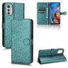 For Motorola Moto E32 4G Honeycomb Dot Texture Leather Phone Case(Green) - 1