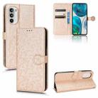 For Motorola Moto G52 4G / G82 / G71S Honeycomb Dot Texture Leather Phone Case(Gold) - 1