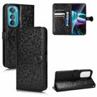 For Motorola Moto Edge 30 Honeycomb Dot Texture Leather Phone Case(Black) - 1