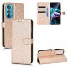 For Motorola Moto Edge 30 Honeycomb Dot Texture Leather Phone Case(Gold) - 1