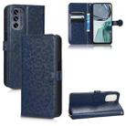 For Motorola Moto G62 Honeycomb Dot Texture Leather Phone Case(Blue) - 1