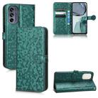 For Motorola Moto G62 Honeycomb Dot Texture Leather Phone Case(Green) - 1