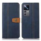 For Xiaomi 12T / 12T Pro / Redmi K50 Ultra Stitching Thread Calf Texture Leather Phone Case(Blue) - 1