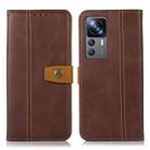 For Xiaomi 12T / 12T Pro / Redmi K50 Ultra Stitching Thread Calf Texture Leather Phone Case(Coffee) - 1