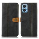 For Motorola Moto E22 4G / E22i 4G Stitching Thread Calf Texture Leather Phone Case(Black) - 1