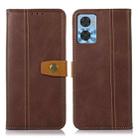 For Motorola Moto E22 4G / E22i 4G Stitching Thread Calf Texture Leather Phone Case(Coffee) - 1