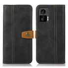 For Motorola Edge 30 Neo 5G Stitching Thread Calf Texture Leather Phone Case(Black) - 1