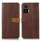 For Motorola Edge 30 Neo 5G Stitching Thread Calf Texture Leather Phone Case(Coffee) - 1