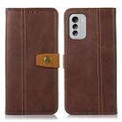 For Nokia G60 5G Stitching Thread Calf Texture Leather Phone Case(Coffee) - 1