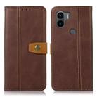 For Xiaomi Redmi A1+ 4G Stitching Thread Calf Texture Leather Phone Case(Coffee) - 1