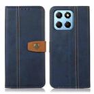 For Honor X8 5G Stitching Thread Calf Texture Leather Phone Case(Blue) - 1