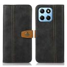 For Honor X8 5G Stitching Thread Calf Texture Leather Phone Case(Black) - 1