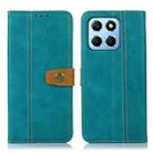 For Honor X8 5G Stitching Thread Calf Texture Leather Phone Case(Light Green) - 1