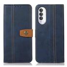 For Honor X20 SE 5G Stitching Thread Calf Texture Leather Phone Case(Blue) - 1