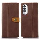 For Honor X20 SE 5G Stitching Thread Calf Texture Leather Phone Case(Coffee) - 1