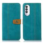 For Honor X20 SE 5G Stitching Thread Calf Texture Leather Phone Case(Light Green) - 1