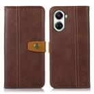 For Huawei nova 10 SE 4G Stitching Thread Calf Texture Leather Phone Case(Coffee) - 1
