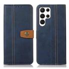 For Samsung Galaxy S23 Ultra 5G Stitching Thread Calf Texture Leather Phone Case(Blue) - 1