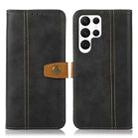 For Samsung Galaxy S23 Ultra 5G Stitching Thread Calf Texture Leather Phone Case(Black) - 1