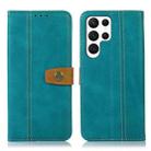 For Samsung Galaxy S23 Ultra 5G Stitching Thread Calf Texture Leather Phone Case(Light Green) - 1