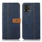 For Motorola Moto G72 4G Stitching Thread Calf Texture Leather Phone Case(Blue) - 1