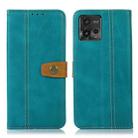 For Motorola Moto G72 4G Stitching Thread Calf Texture Leather Phone Case(Light Green) - 1