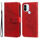 For Xiaomi Redmi A1+ 7-petal Flowers Embossing Leather Phone Case(Red) - 1