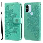 For Xiaomi Redmi A1+ 7-petal Flowers Embossing Leather Phone Case(Green) - 1